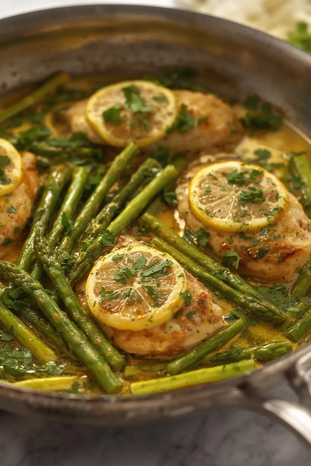 Quick & Easy Lemon Butter Chicken with Asparagus Skillet Dinner