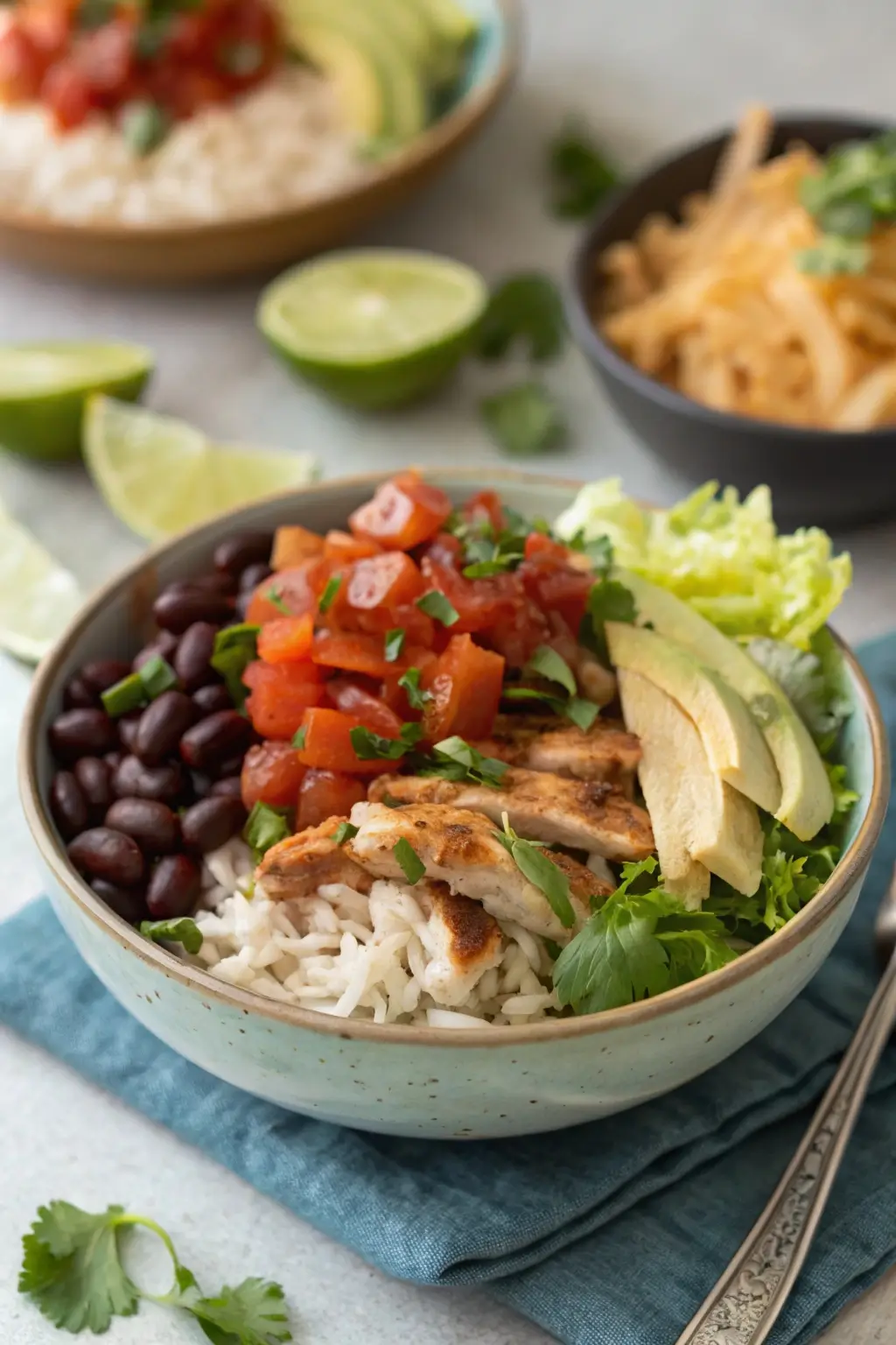 Chicken Burrito Bowl with Fresh Salsa Easy Dinner Recipe