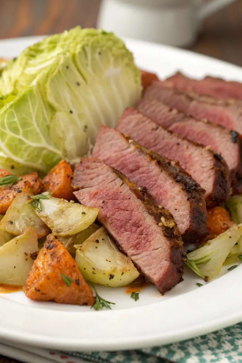 Corned beef and cabbage with crispy roasted edges