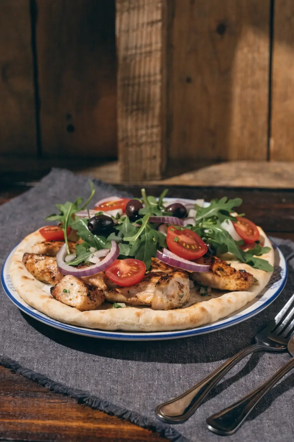 Grilled Chicken Flatbread with Fresh Veggies Easy Dinner