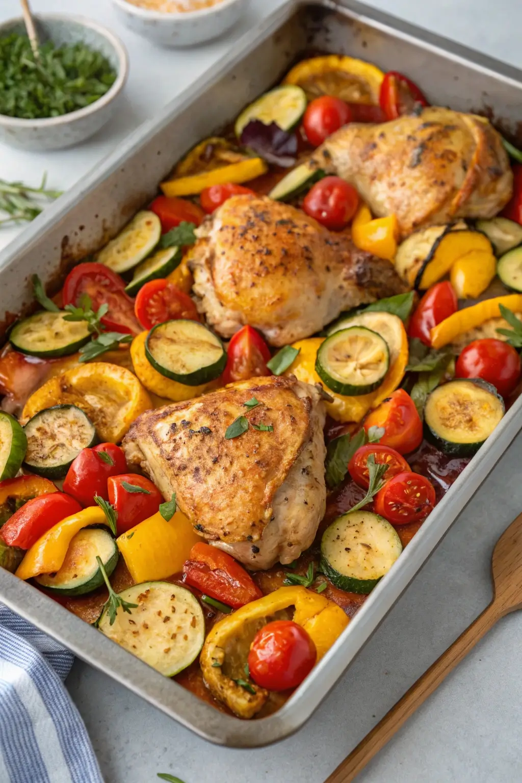 One Pan Chicken and Summer Vegetables Dinner