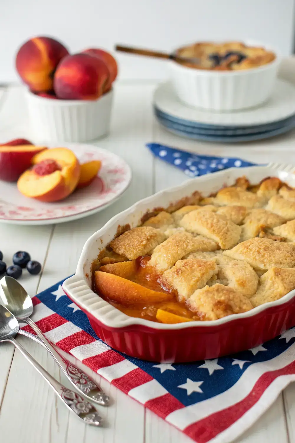 Easy Homemade Peach Cobbler for Your 4th of July Dessert Table