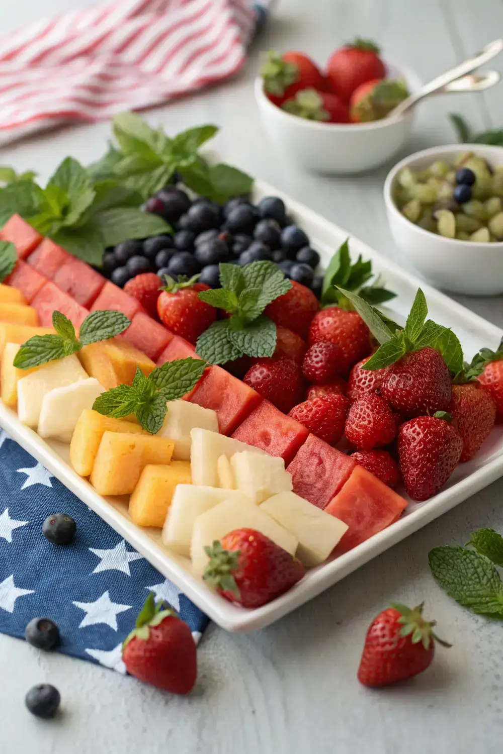 Easy Patriotic Fruit Platter for 4th of July Party Food