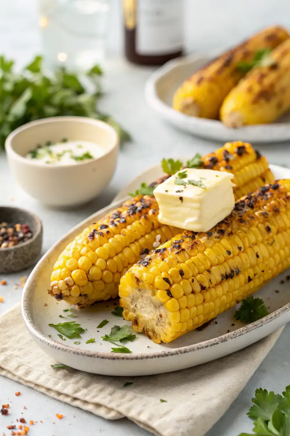 Grilled Corn on the Cob Buttered BBQ Side Dish