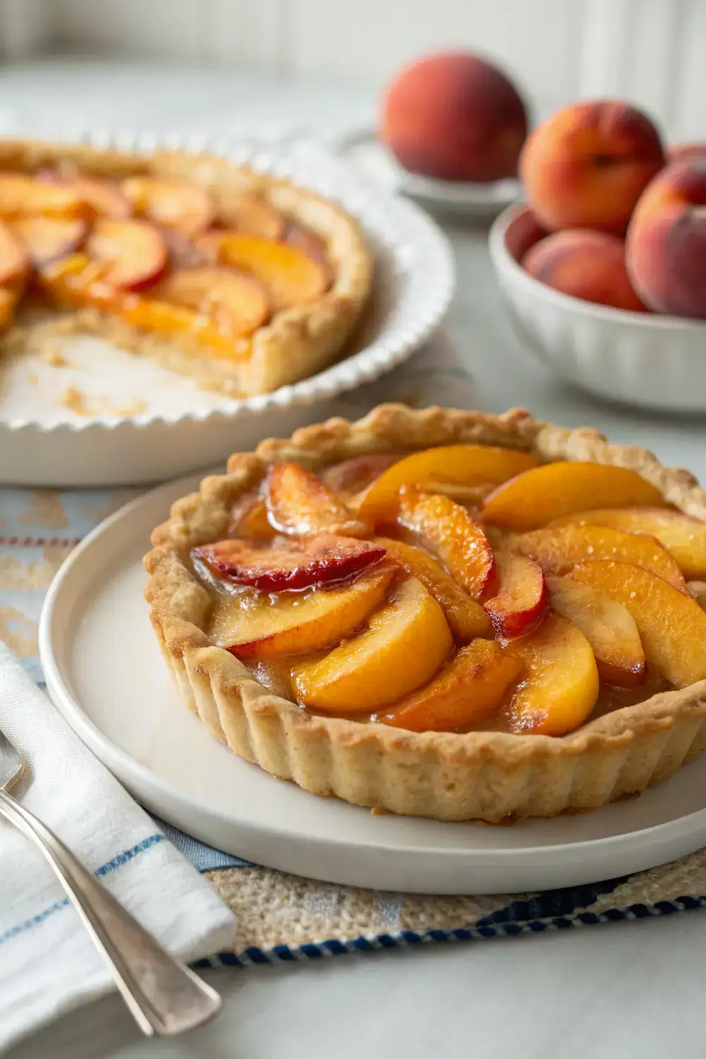 Homemade Peach Pie Traditional Summer Dessert