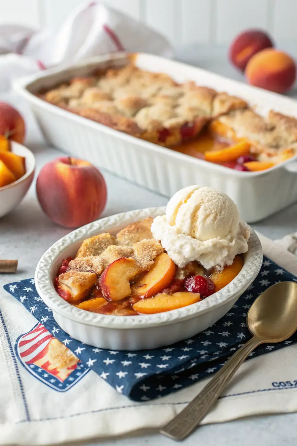 Indulge in this Homemade Peach Cobbler for your 4th of July celebration!