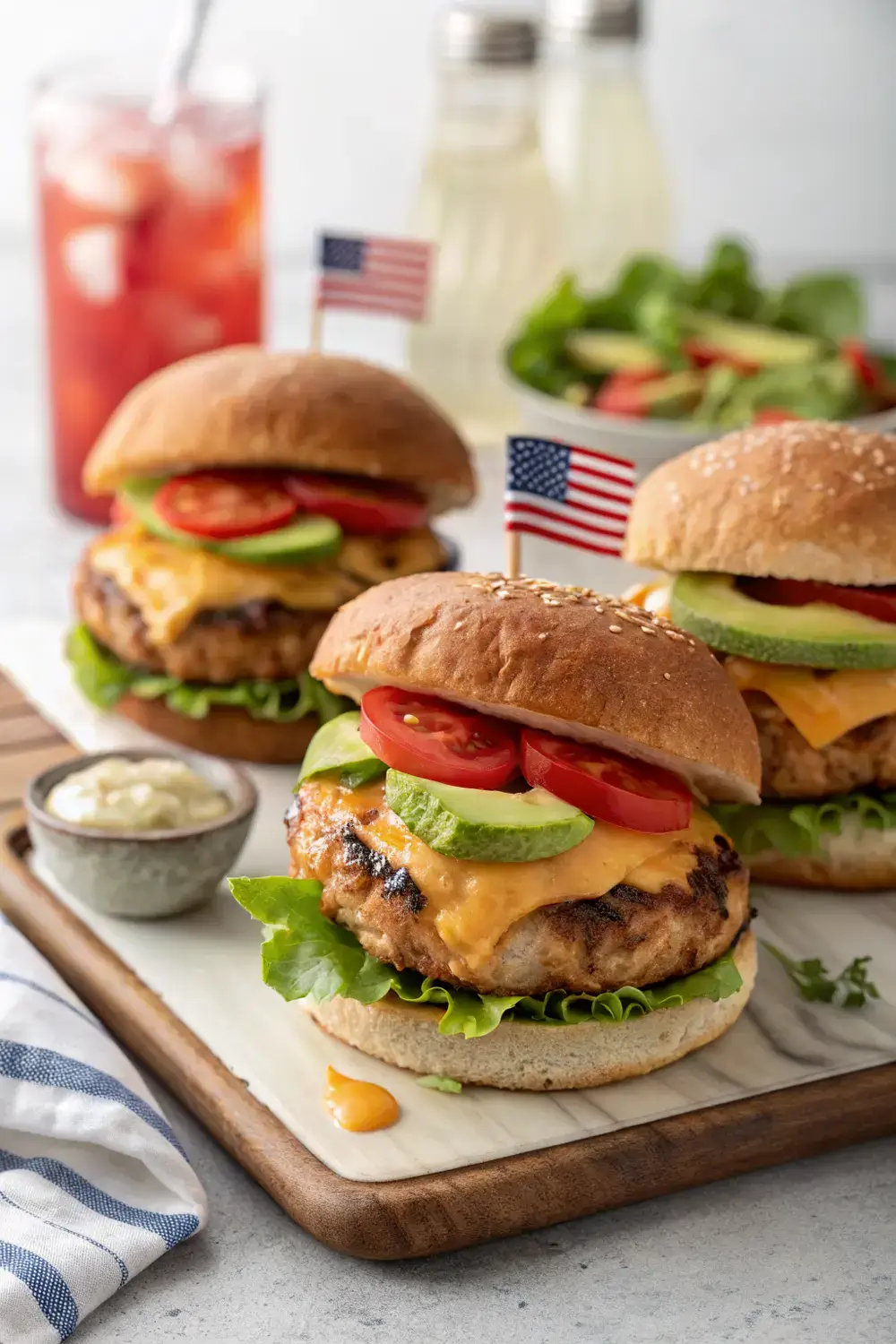 Juicy Grilled Chicken Burgers for a Festive 4th of July Backyard BBQ