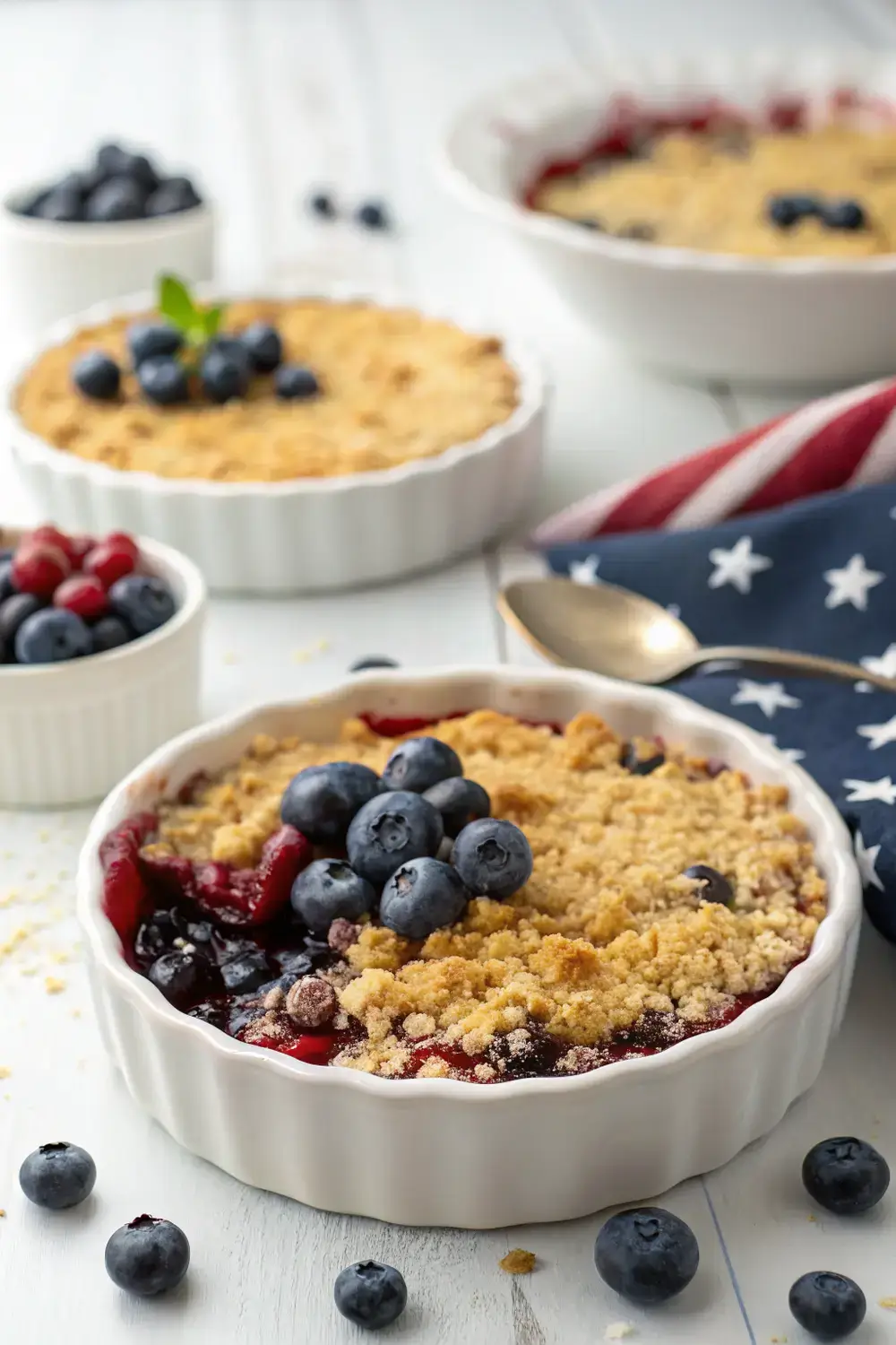 Patriotic Blueberry Crumble Recipe for 4th of July Dessert Tables