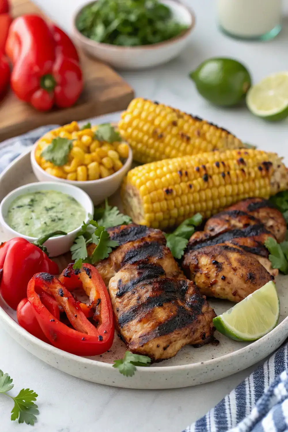 Patriotic Grilled Chicken and Corn Platter for Your Independence Day Celebration