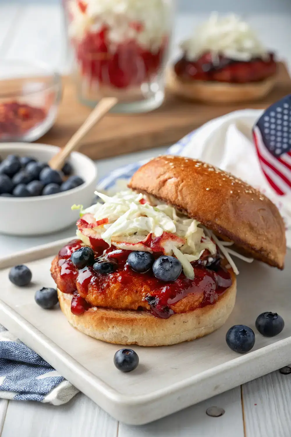 Red, White & Blue BBQ Grilled Chicken Sandwiches – Perfect for Your 4th of July BBQ!